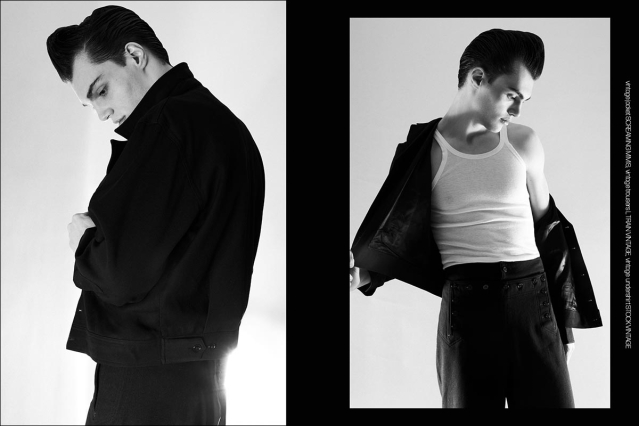 Model Aiden Neeper from Crawford Models. Photographed for Ponyboy by Alexander Thompson. Spread 4.