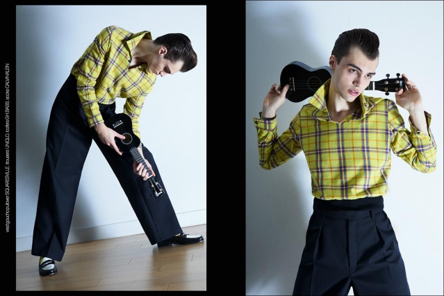 Model Aiden Neeper from Crawford Models. Photographed for Ponyboy by Alexander Thompson. Spread 5.
