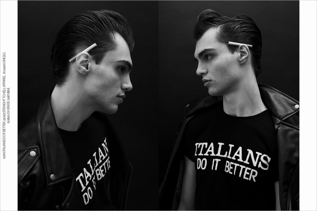 Model Aiden Neeper from Crawford Models. Photographed for Ponyboy by Alexander Thompson. Spread 6.