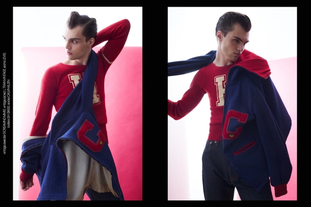 Model Aiden Neeper from Crawford Models. Photographed for Ponyboy by Alexander Thompson. Spread 9.