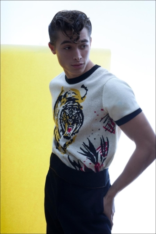 Actor/model Alex Sanson from State Management. Photographed for Ponyboy by Alexander Thompson. Look 3.