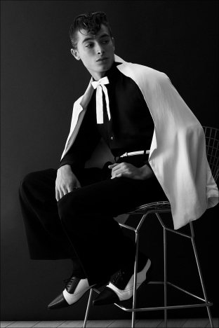 Actor/model Alex Sanson from State Management. Photographed for Ponyboy by Alexander Thompson. Look 4.