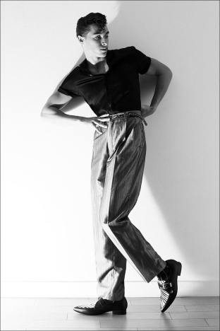 Actor/model Alex Sanson from State Management. Photographed for Ponyboy by Alexander Thompson. Look 9.