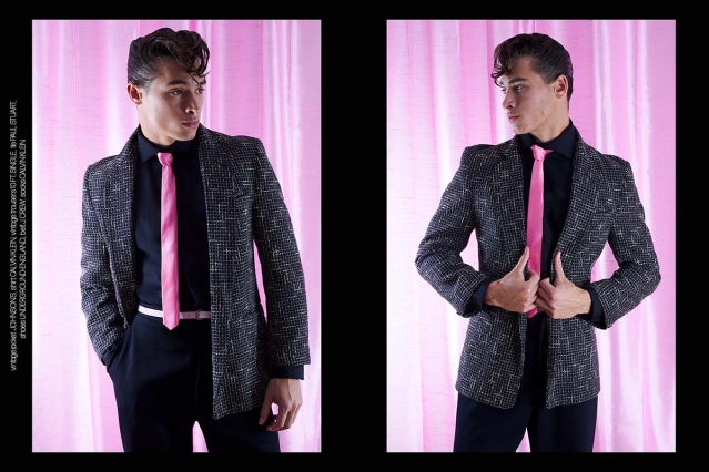Actor/model Alex Sanson from State Management. Photographed for Ponyboy by Alexander Thompson. Spread 2.