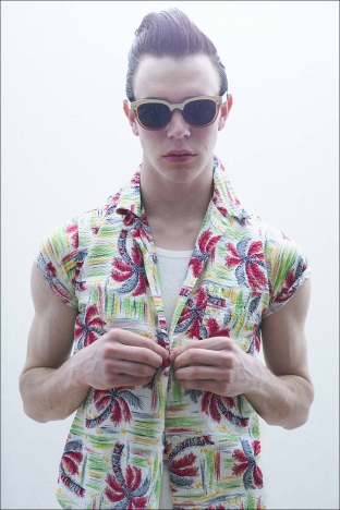 Model Kyle Bender from Crawford Models. Photographed for Ponyboy by Alexander Thompson in New York City. Look 3.