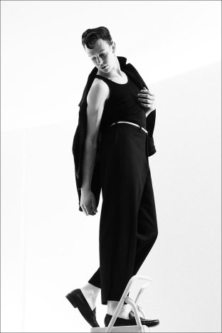 Model Kyle Bender from Crawford Models. Photographed for Ponyboy by Alexander Thompson in New York City. Look 6.