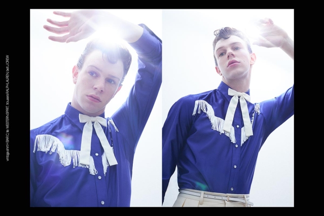 Model Kyle Bender from Crawford Models. Photographed for Ponyboy by Alexander Thompson in New York City. Spread 5.