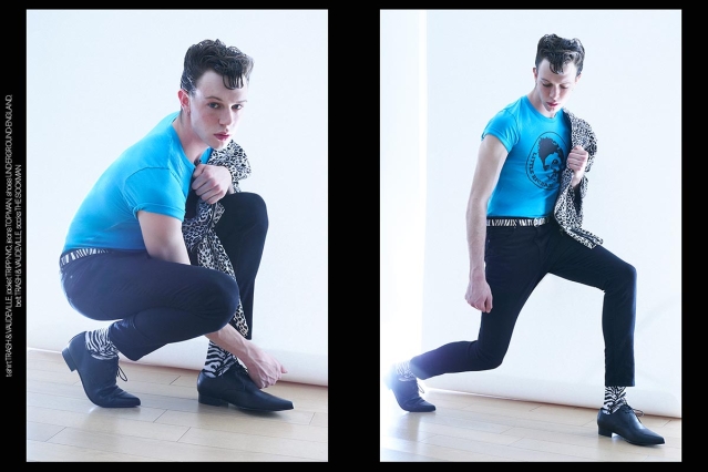 Model Kyle Bender from Crawford Models. Photographed for Ponyboy by Alexander Thompson in New York City. Spread 6.