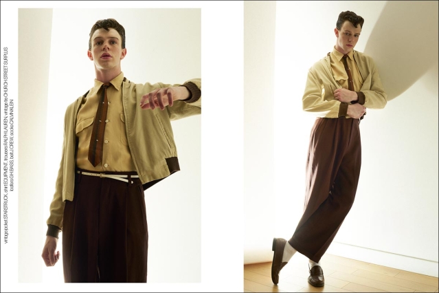 Model Kyle Bender from Crawford Models. Photographed for Ponyboy by Alexander Thompson in New York City. Spread 7.