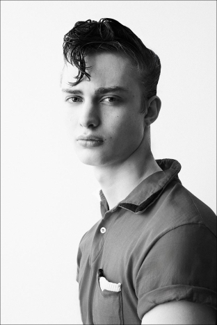 Model Ox Hirt from Two Management in New York City. Photographed for Ponyboy by Alexander Thompson. Look 1.