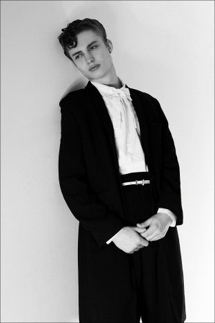 Model Ox Hirt from Two Management in New York City. Photographed for Ponyboy by Alexander Thompson. Look 8.