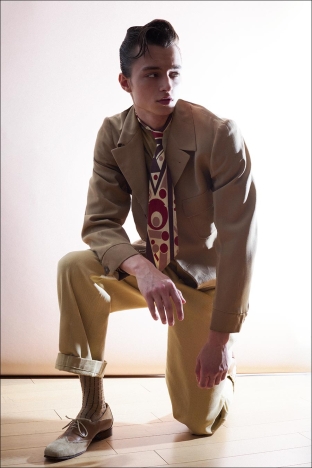 Model Brayden Reeder from Muse Management. Photographed for Ponyboy by Alexander Thompson in New York City. Look 3,