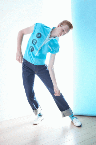 Model Calder Tillinghast from Christophe Creative. Photographed for Ponyboy by Alexander Thompson in New York City. GIF.