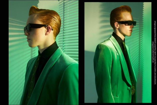 Model Calder Tillinghast from Christophe Creative. Photographed for Ponyboy by Alexander Thompson in New York City. Spread 3.