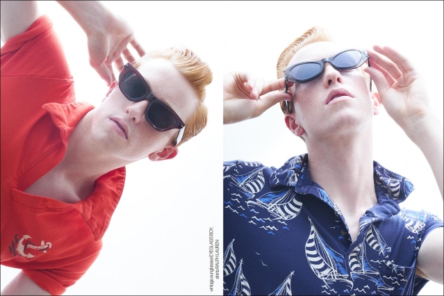 Model Calder Tillinghast from Christophe Creative. Photographed for Ponyboy by Alexander Thompson in New York City. Spread 5.