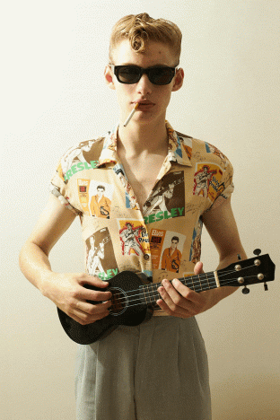 Model Jacob Lipton from Crawford Models. Photographed for Ponyboy by Alexander Thompson in New York City. GIF.