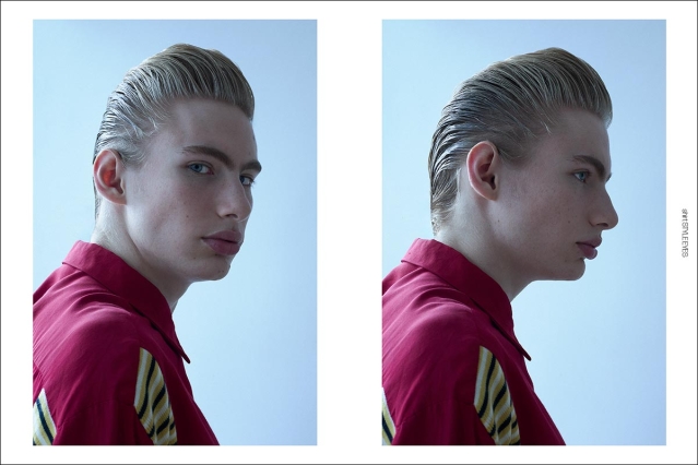 Model Jacob Lipton from Crawford Models. Photographed for Ponyboy by Alexander Thompson in New York City. Spread 1.