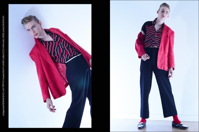 Model Jacob Lipton from Crawford Models. Photographed for Ponyboy by Alexander Thompson in New York City. Spread 2.