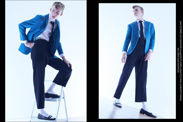 Model Jacob Lipton from Crawford Models. Photographed for Ponyboy by Alexander Thompson in New York City. Spread 3.