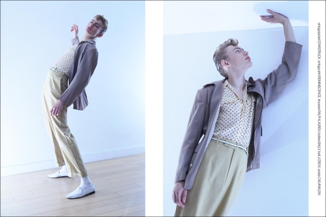 Model Jacob Lipton from Crawford Models. Photographed for Ponyboy by Alexander Thompson in New York City. Spread 9.