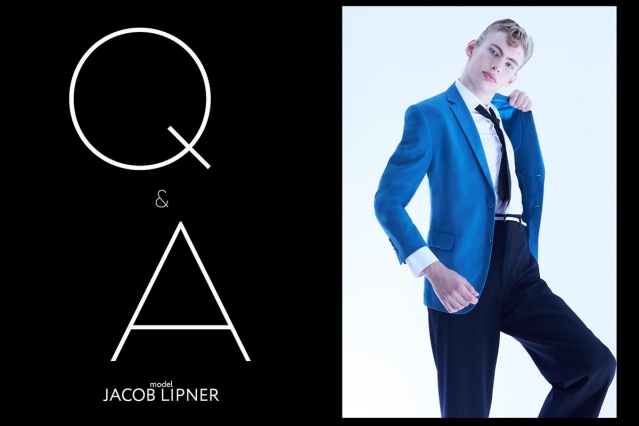 Model Jacob Lipton from Crawford Models. Photographed for Ponyboy by Alexander Thompson in New York City. Opening spread.