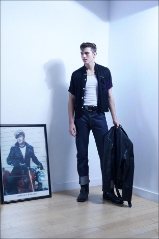 Model Danyil Zhuchko from Soul Artist Management. Photographed for Ponyboy by Alexander Thompson in New York City. Look 7.