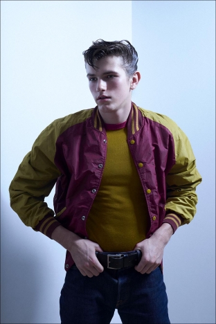 Model Danyil Zhuchko from Soul Artist Management. Photographed for Ponyboy by Alexander Thompson in New York City. Look 8.