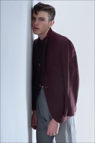 Model Danyil Zhuchko from Soul Artist Management. Photographed for Ponyboy by Alexander Thompson in New York City. Look 9.