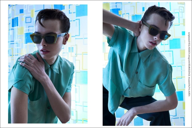 Model Samuel Vervaecke from Two Management NY. Photographed for Ponyboy by Alexander Thompson in New York City. Spread 1.