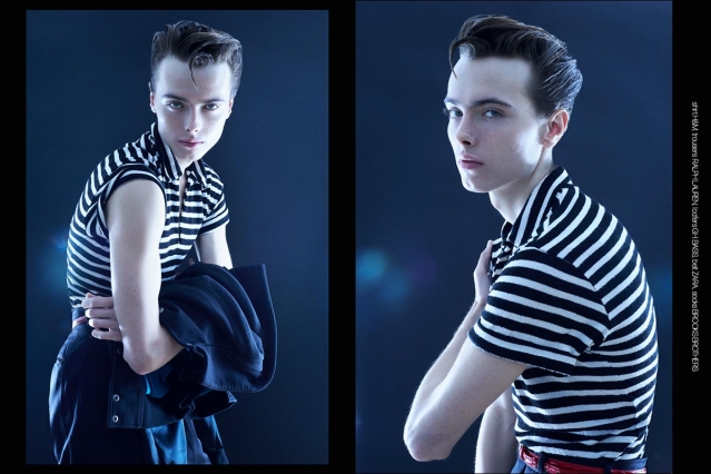 Model Samuel Vervaecke from Two Management NY. Photographed for Ponyboy by Alexander Thompson in New York City. Spread 2.