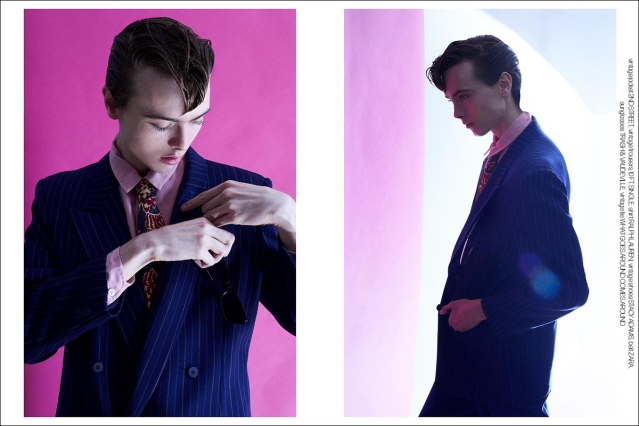 Model Samuel Vervaecke from Two Management NY. Photographed for Ponyboy by Alexander Thompson in New York City. Spread 6.