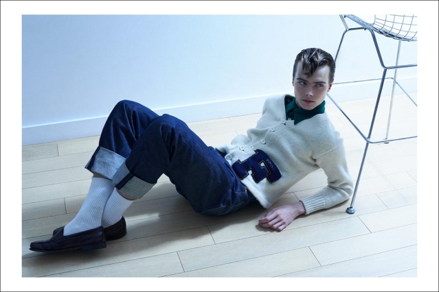 Model Samuel Vervaecke from Two Management NY. Photographed for Ponyboy by Alexander Thompson in New York City. Spread 9.