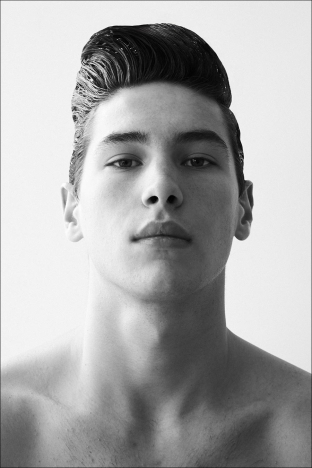 Model Ethan Elfont from Muse Management. Photographed for Ponyboy by Alexander Thompson in New York City. Look 1.