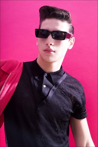 Model Ethan Elfont from Muse Management. Photographed for Ponyboy by Alexander Thompson in New York City. Look 3.