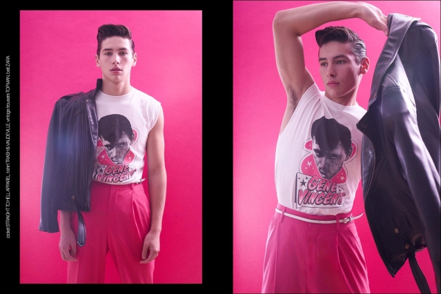 Model Ethan Elfont from Muse Management. Photographed for Ponyboy by Alexander Thompson in New York City. Spread 1.