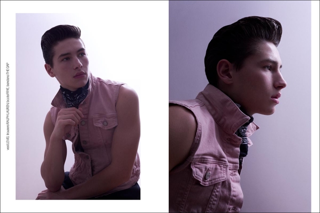 Model Ethan Elfont from Muse Management. Photographed for Ponyboy by Alexander Thompson in New York City. Spread 5.