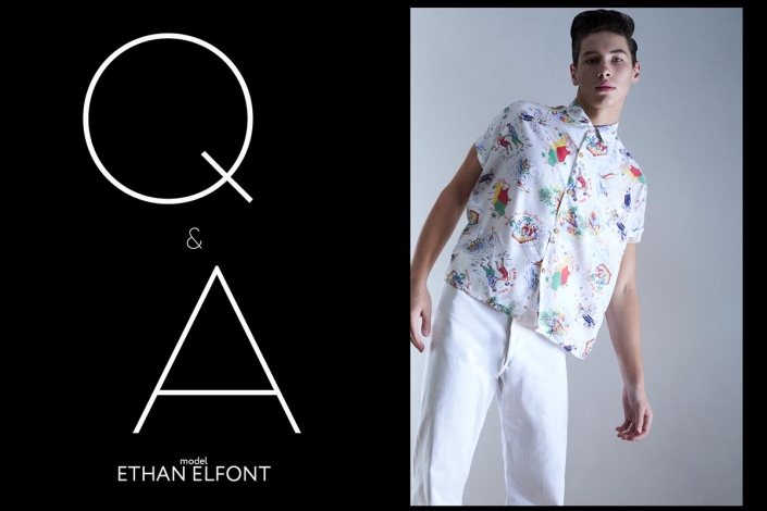 Model Ethan Elfont from Muse Management. Photographed for Ponyboy by Alexander Thompson in New York City. Opening spread.