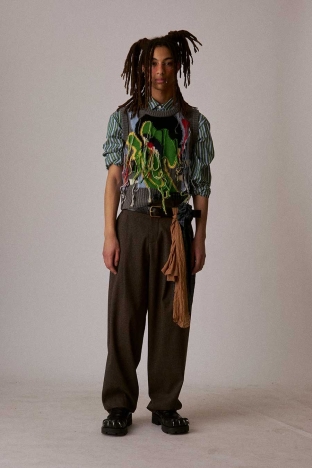 Charles Jeffrey Loverboy "Thistle" collection, for Autumn Winter 2026. Look 15.