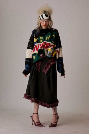 Charles Jeffrey Loverboy "Thistle" collection, for Autumn Winter 2026. Look 30.