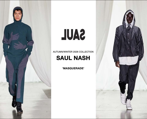 The Saul Nash FW 2026 "Masquerade" menswear collection. Opener.