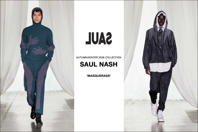 The Saul Nash FW 2026 "Masquerade" menswear collection. Opener.