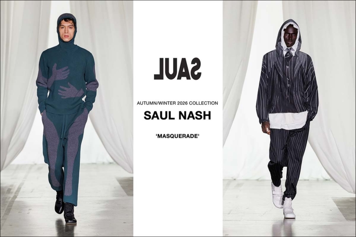 The Saul Nash FW 2026 "Masquerade" menswear collection. Opener.