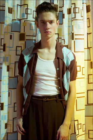 Model Robert Stewart from Crawford Models. Photographed for Ponyboy by Alexander Thompson in New York City. Look 1.