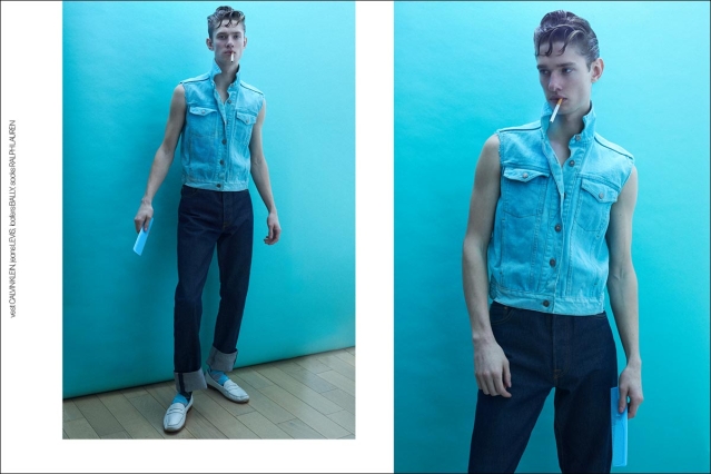 Model Robert Stewart from Crawford Models. Photographed for Ponyboy by Alexander Thompson in New York City. Spread 2.