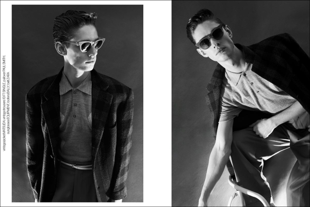 Model Robert Stewart from Crawford Models. Photographed for Ponyboy by Alexander Thompson in New York City. Spread 7.