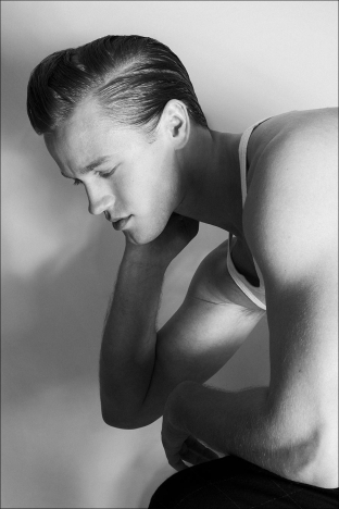 Model Wyatt Gillespie from Crawford Models. Photographed for Ponyboy by Alexander Thompson in New York City. Look 1 - 5.