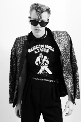 Model Wyatt Gillespie from Crawford Models. Photographed for Ponyboy by Alexander Thompson in New York City. Look 5.