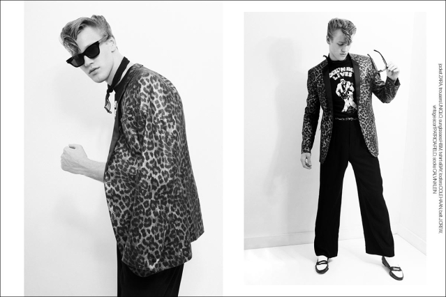 Model Wyatt Gillespie from Crawford Models. Photographed for Ponyboy by Alexander Thompson in New York City. Spread 4.
