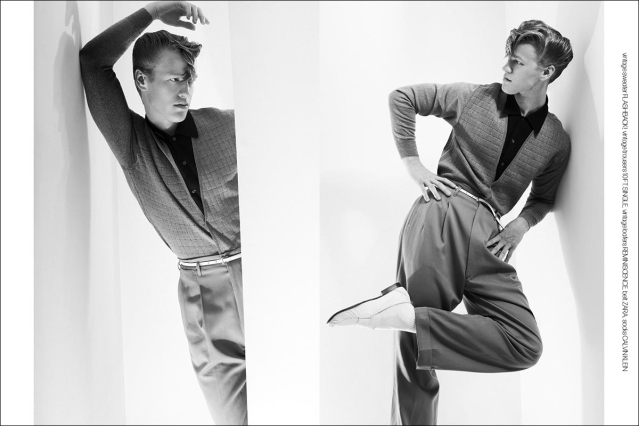 Model Wyatt Gillespie from Crawford Models. Photographed for Ponyboy by Alexander Thompson in New York City. Spread 5.