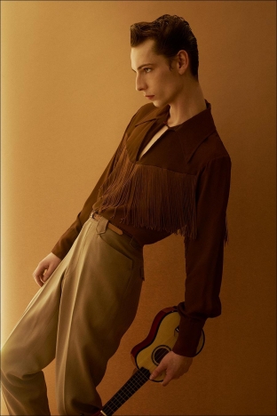 Model THADDEUS from unite unite. Photographed for Ponyboy by Alexander Thompson in New York City. Look 8.